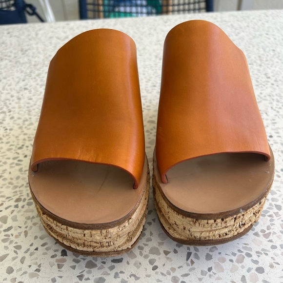Chloé Camille Cork & Brown Leather Platform Slide Sandal, Size 40/9.5 - Picture 2 of 5